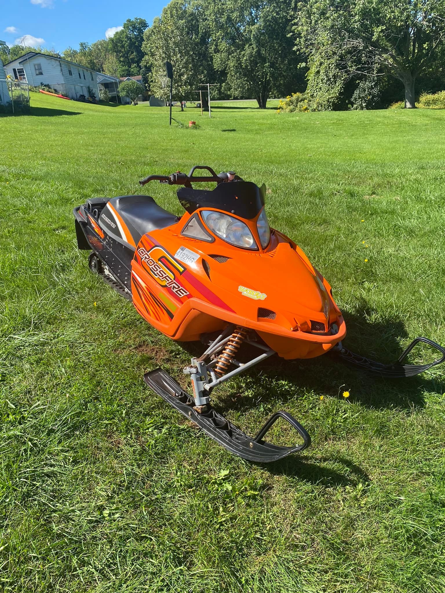 Orange snowmobile