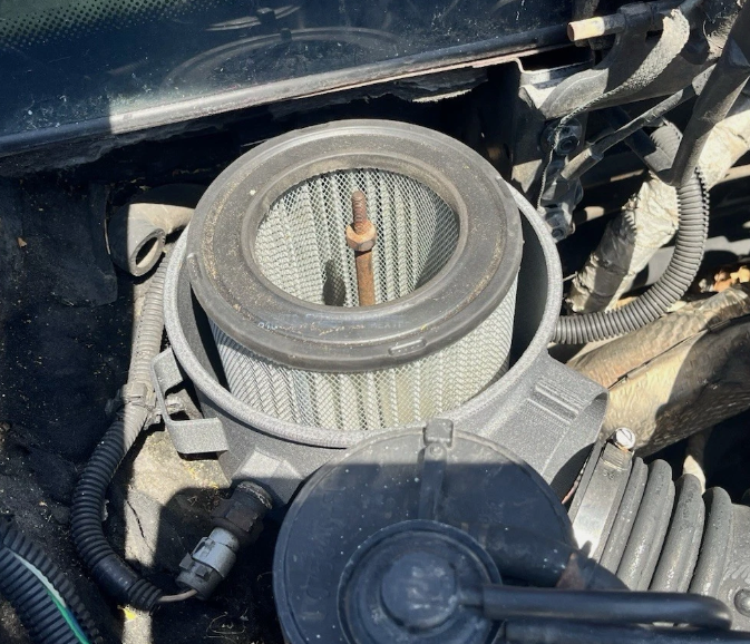 Fiero GT airbox installed with filter